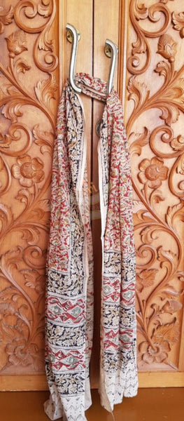 Handloom cotton kalamakri printed bottom and dupatta set