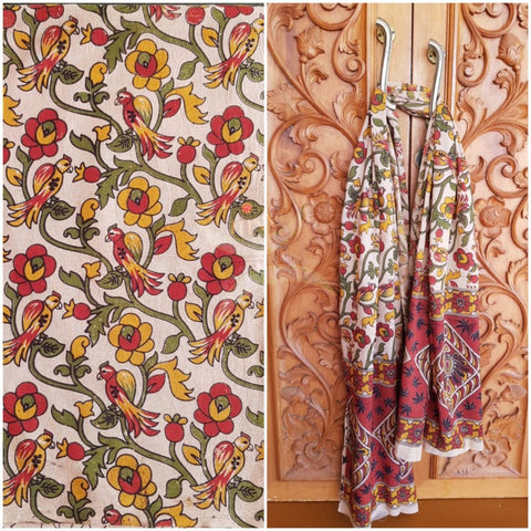 Handloom cotton kalamakri printed bottom and dupatta set