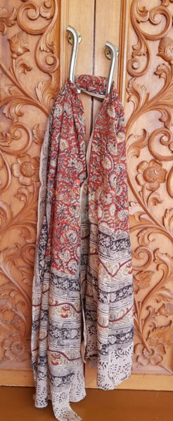 Handloom cotton kalamakri printed bottom and dupatta set