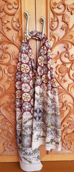 Handloom cotton kalamakri printed bottom and dupatta set