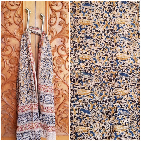 Handloom cotton kalamakri printed bottom and dupatta set