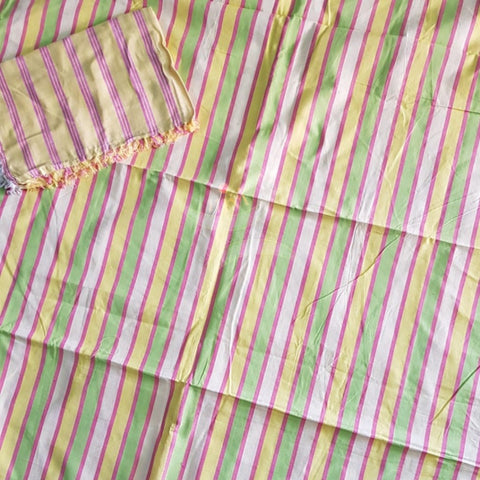 Handloom cotton striped double bed sheet. 