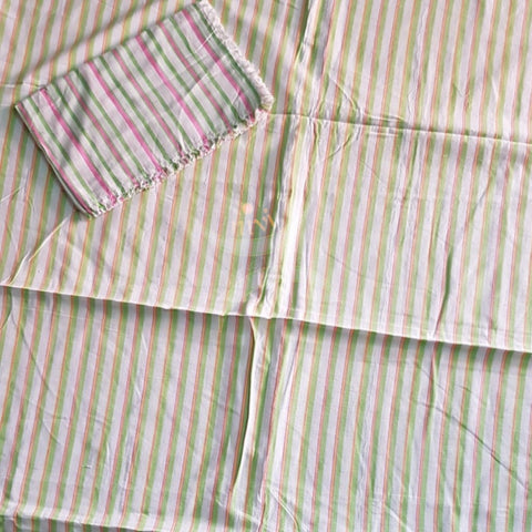 Handloom cotton striped double bed sheet. 