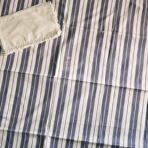 Handloom cotton striped double bed sheet. 