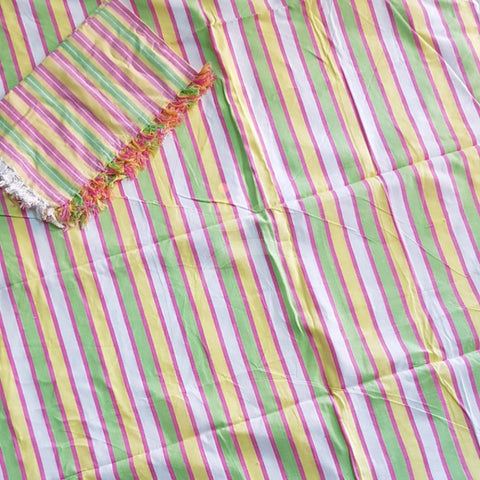 Handloom cotton striped double bed sheet. 