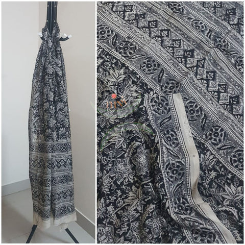 Black handloom chennur silk kalamkari dupatta
