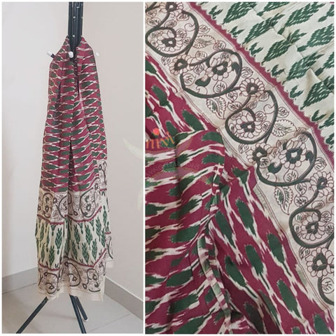Red handloom chennur silk kalamkari dupatta