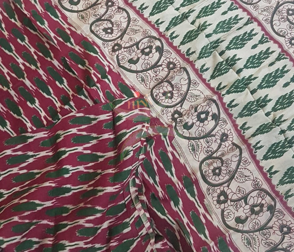 Red handloom chennur silk kalamkari dupatta