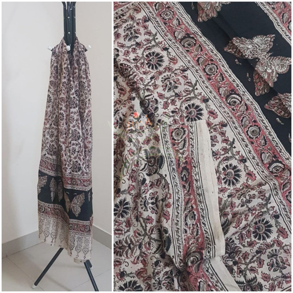 Off white handloom chennur silk kalamkari dupatta