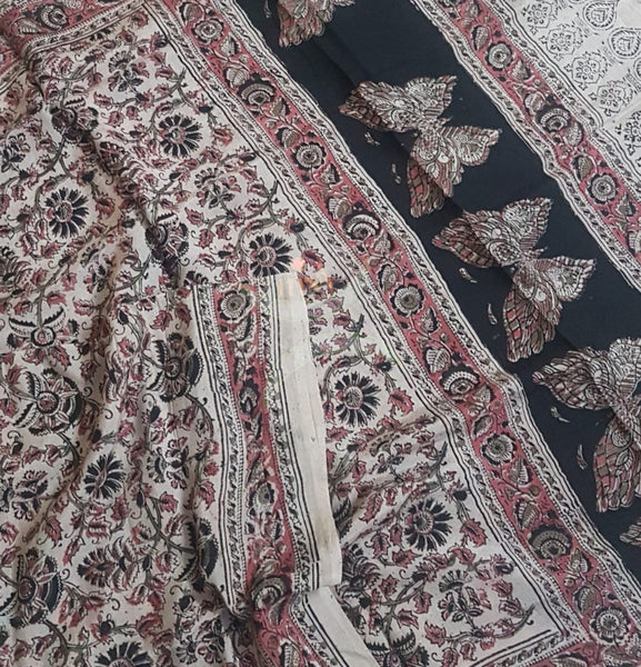 Off white handloom chennur silk kalamkari dupatta