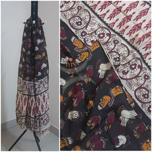 Mehendi green handloom chennur silk kalamkari dupatta