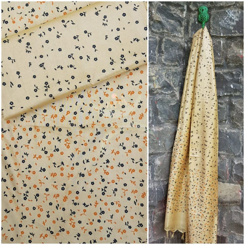 Beige handloom muga silk 3 piece suit set