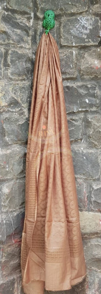 Dull gold Soft Muslin silk benaras brocade three piece suit.