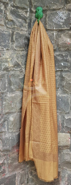 Gold Soft Muslin silk benaras brocade silk three piece suit.