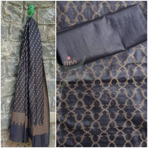 Black Soft Muslin silk benaras brocade three piece suit.