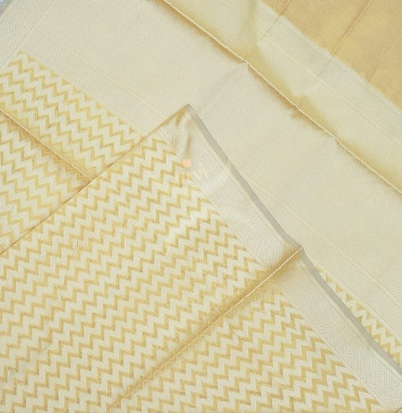 Yellow chanderi benaras  brocade duppata with all over jacquard weaving.