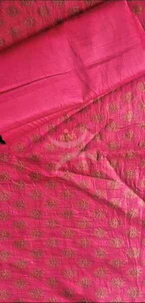Pink soft muslin silk benares brocade 3 piece suit