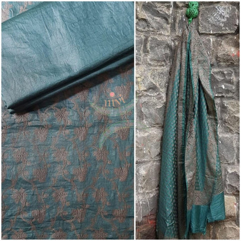 Antique Sea green soft muslin silk benares brocade 3 piece suit