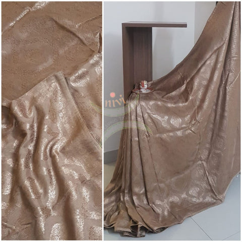 Gold pure muga silk benaras brocade with allover brocade motif