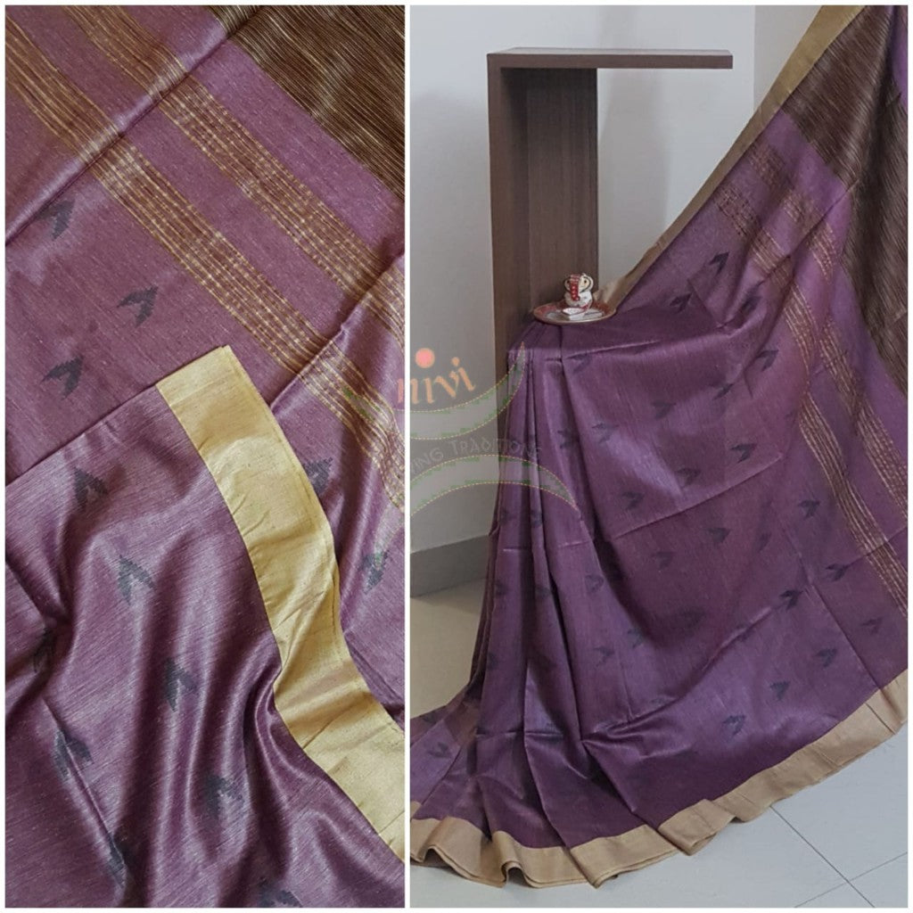Purple  linen handloom saree