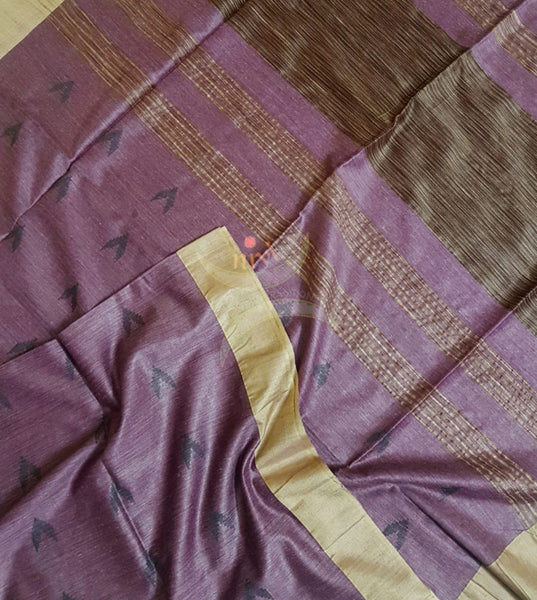 Purple  linen handloom saree