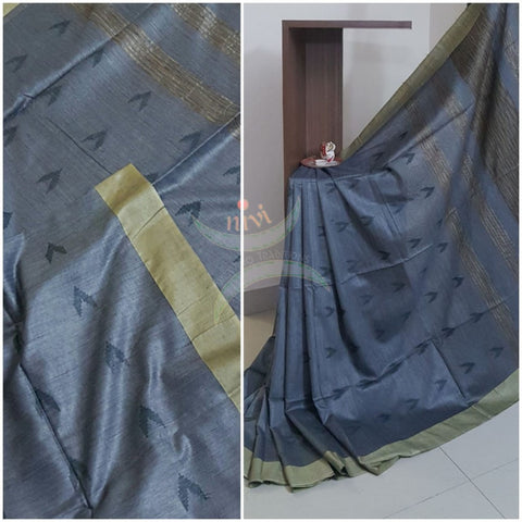 Grey linen handloom saree