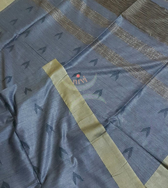 Grey linen handloom saree