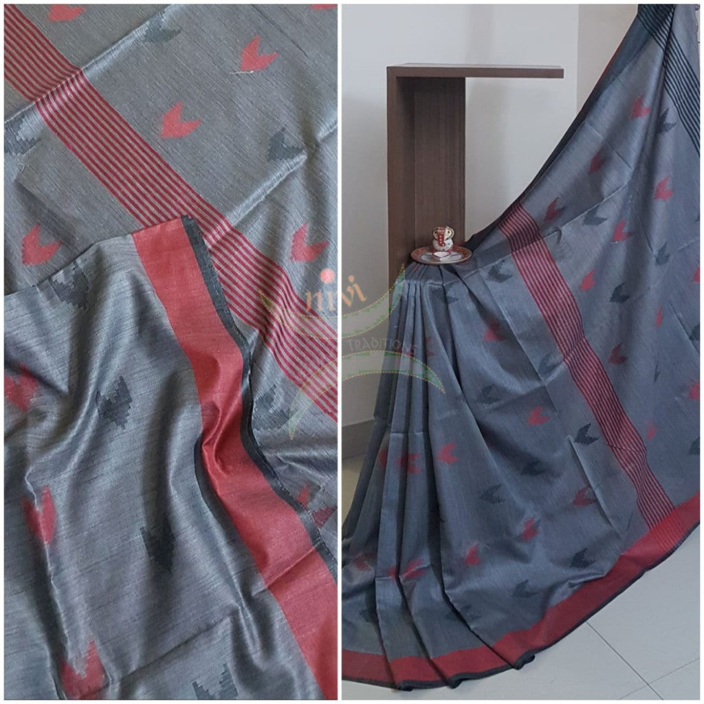 Grey linen handloom saree