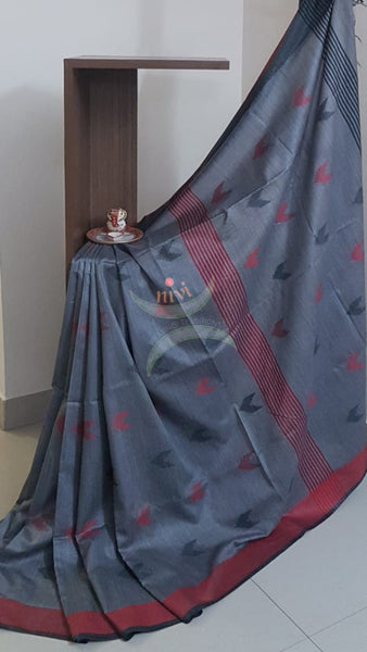 Grey linen handloom saree