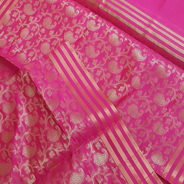 Pink chanderi benaras brocade dupatta