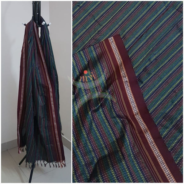 Multicoloured striped khun/khana dupatta