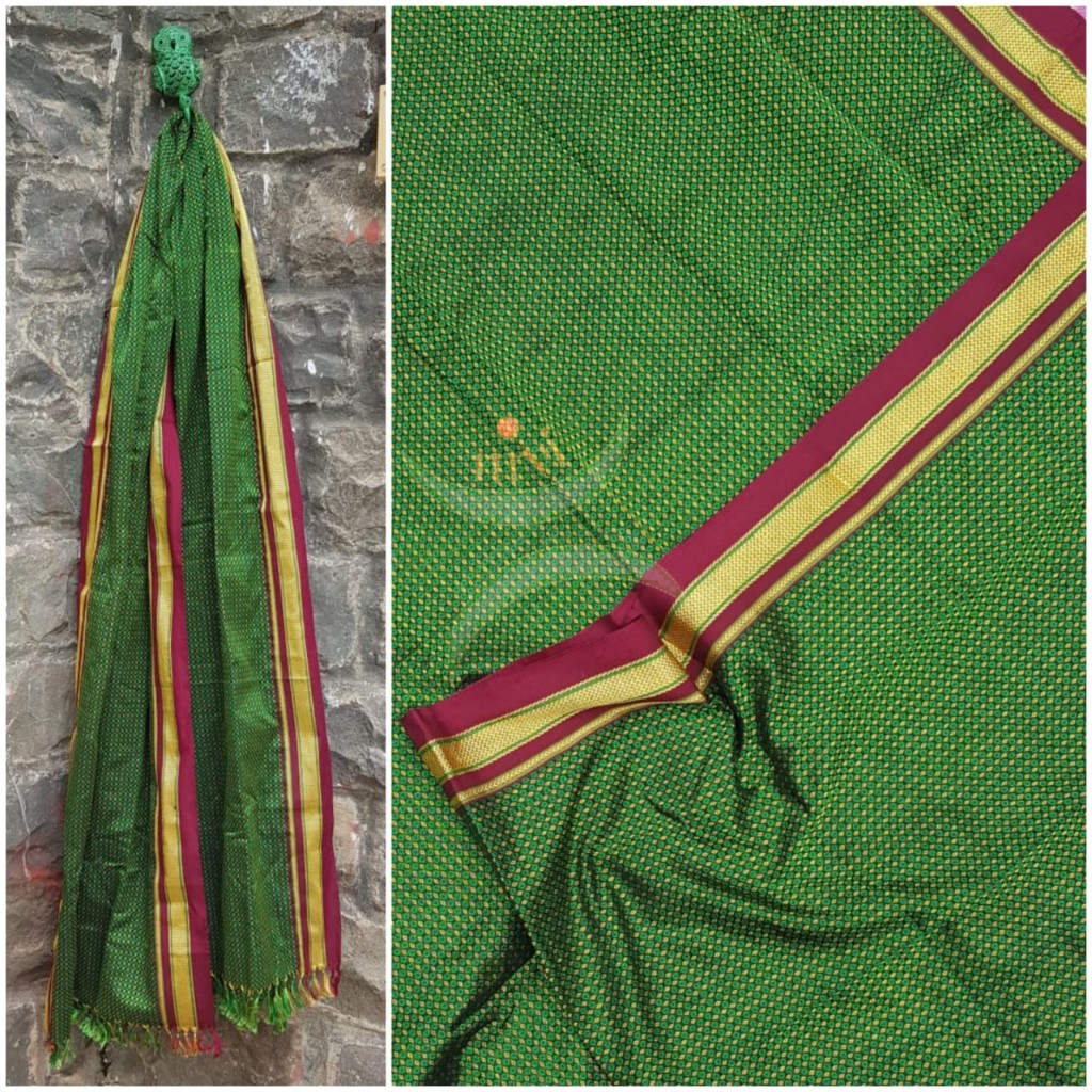 Green handloom khun/khana dupatta