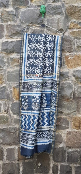 Indigo handloom chanderi bagru with batik