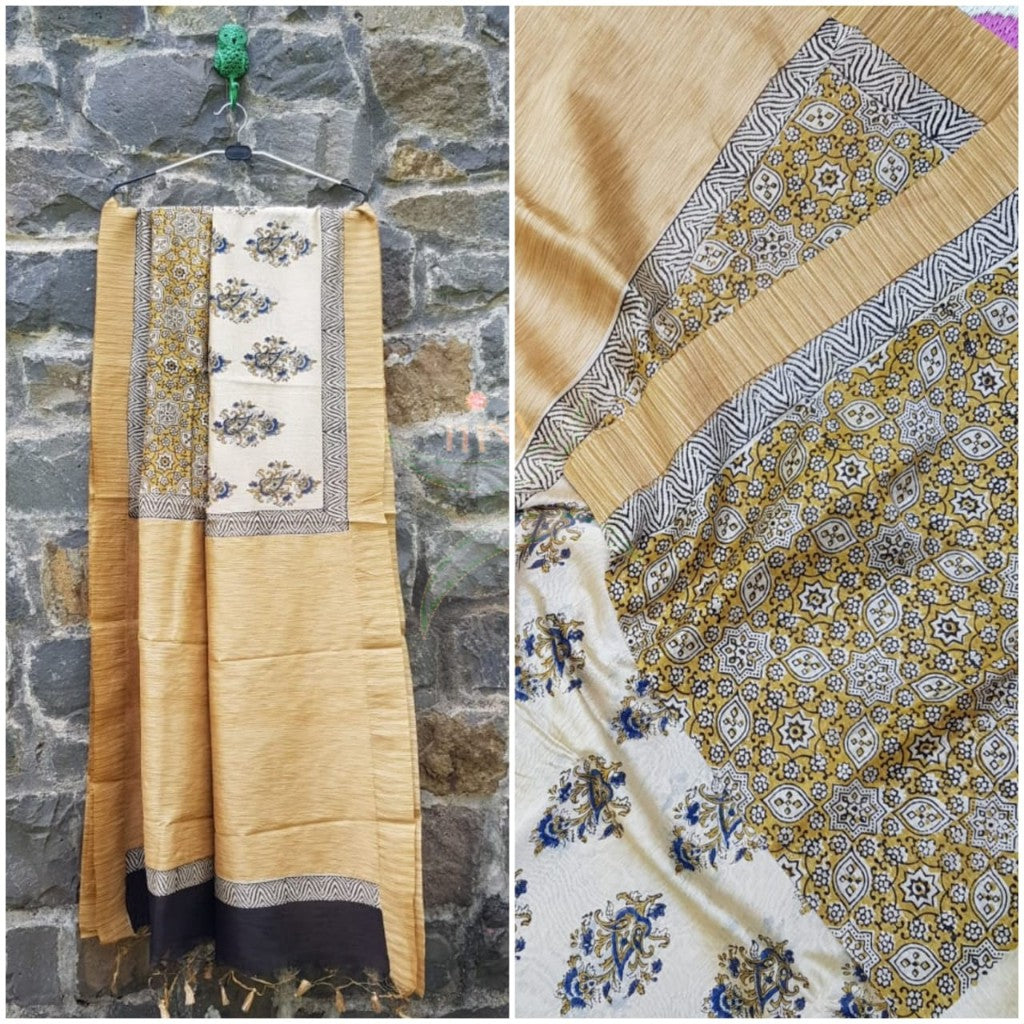 Handloom maheshwari geecha bagru hand printed saree