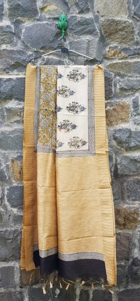 Handloom maheshwari geecha bagru hand printed saree