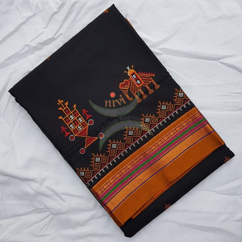 Black ilkal blend kasuti embroidered saree