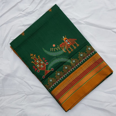 Green ilkal blend kasuti embroidered saree
