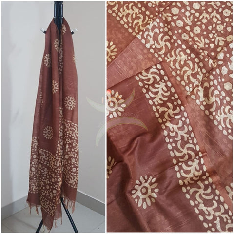 Brown handloom sico batik dupatta