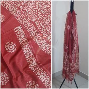 Red handloom sico batik dupatta