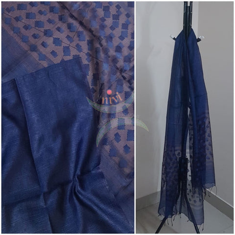 Navy blue kota silk dupatta