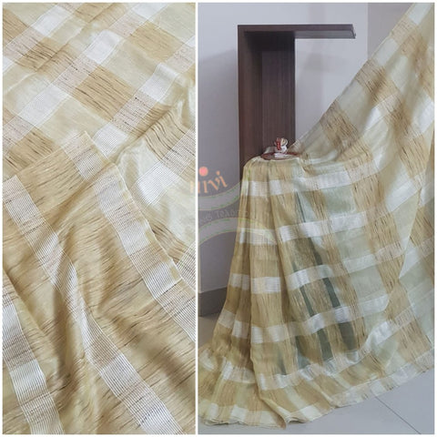 Off white Cotton organza geecha handloom Saree