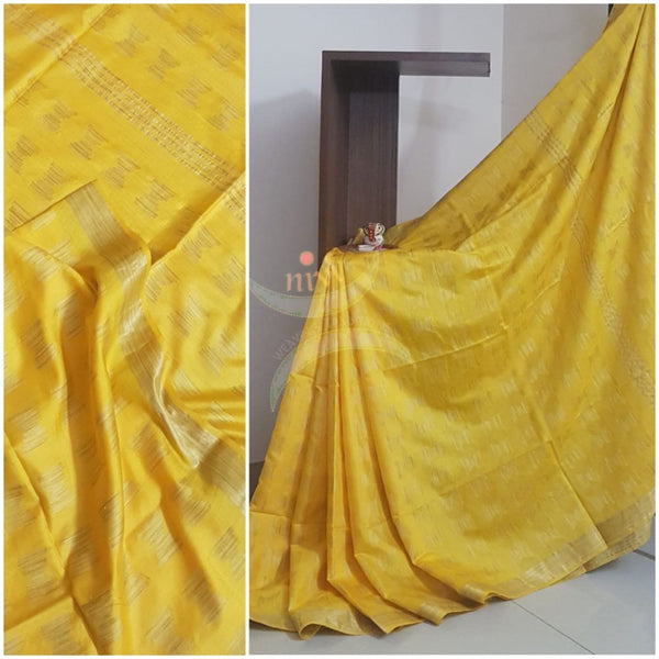 Yellow Bengal handloom cotton saree.
