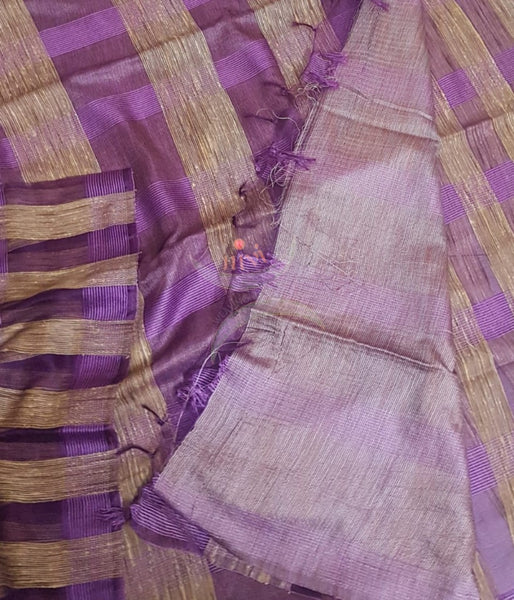 Purple Cotton organza geecha handloom Saree