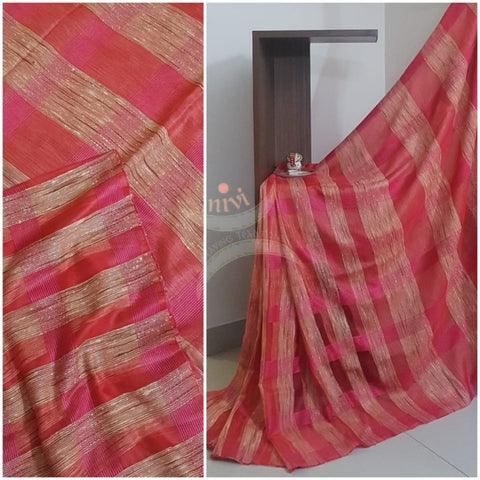 Maroon Cotton organza geecha handloom Saree