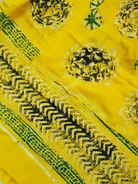 Handloom block printed chanderi dupatta