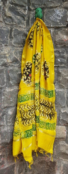 Handloom block printed chanderi dupatta