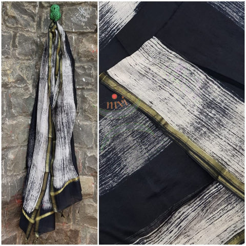 Handloom block printed chanderi dupatta