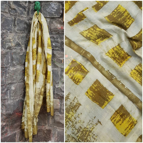 Handloom block printed chanderi dupatta