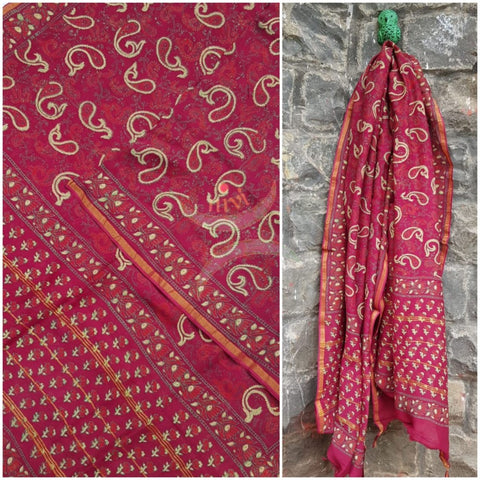 Handloom block printed chanderi dupatta