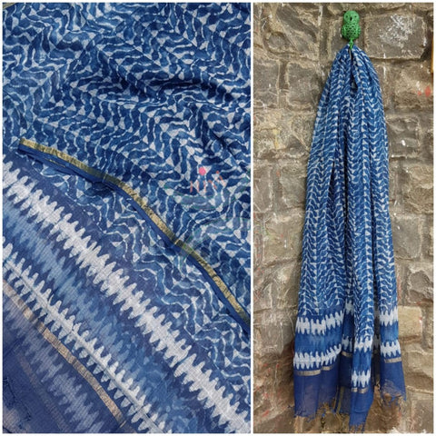 Hand block printed  kota doria dupatta